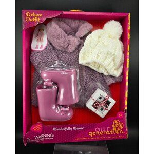 Our Generation Deluxe Doll Outfit Wonderfully Warm Coat Hat Boots Box For 18”